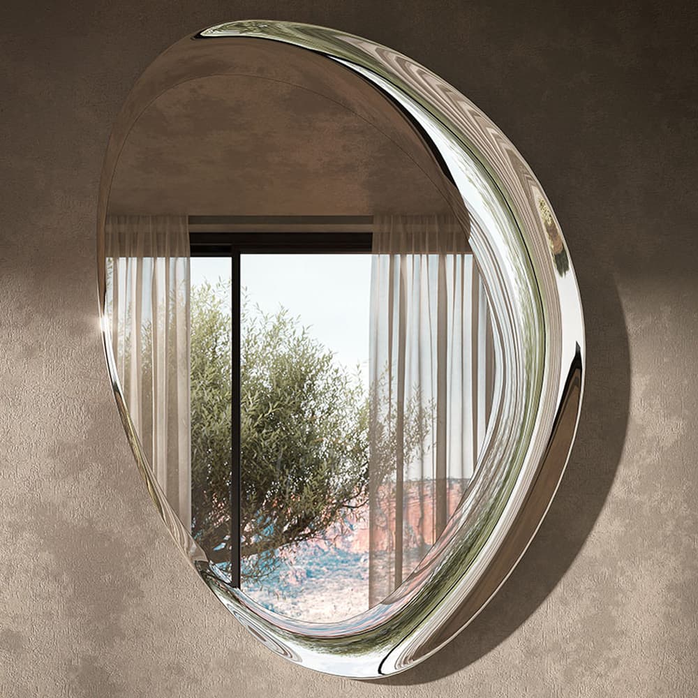 Ascot Mirror by Cattelan Italia with smooth elevated center and curved outer frame FCI London
