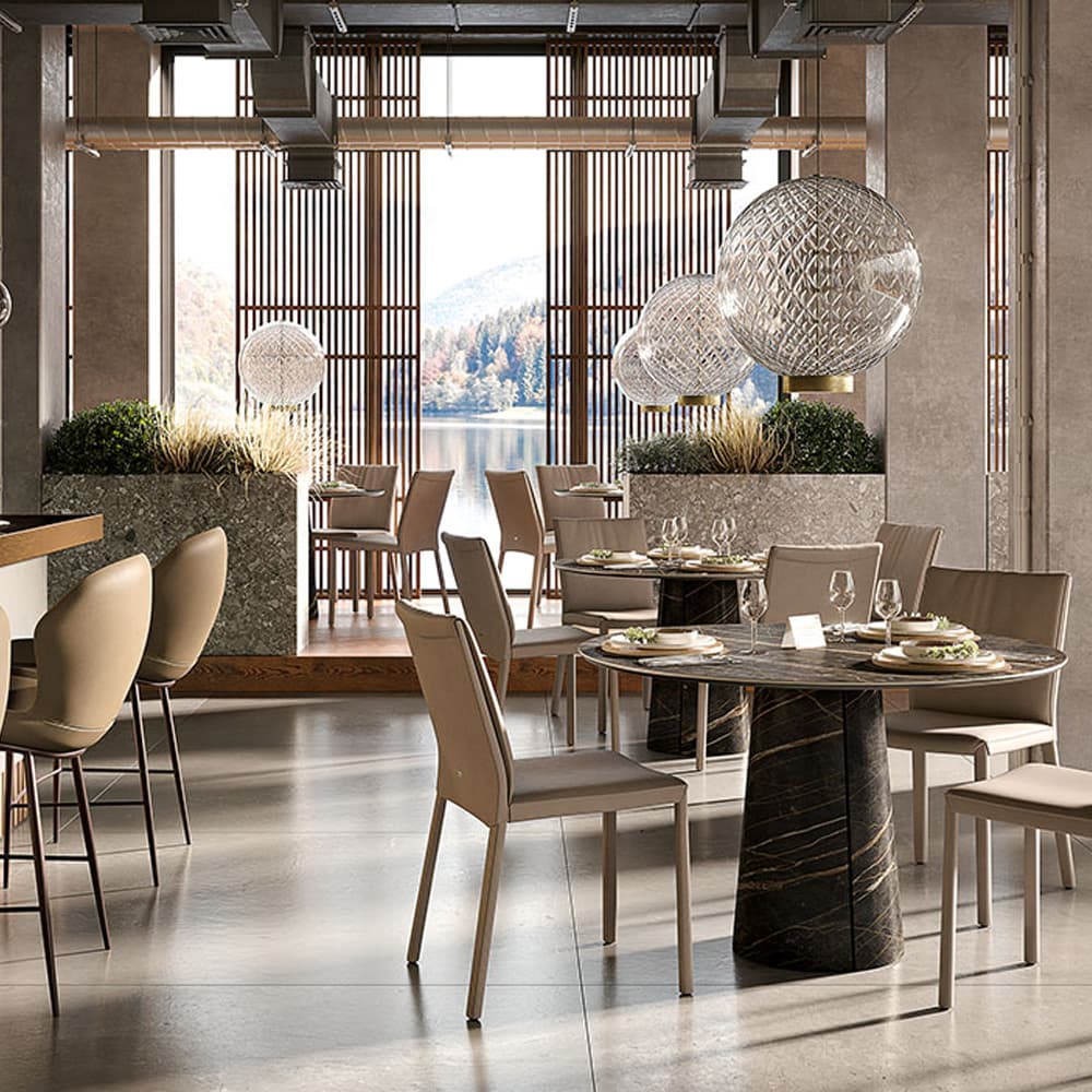 Detail of the ceramic finish on the Cuba Keramik Bistrot dining table by Cattelan Italia FCI London