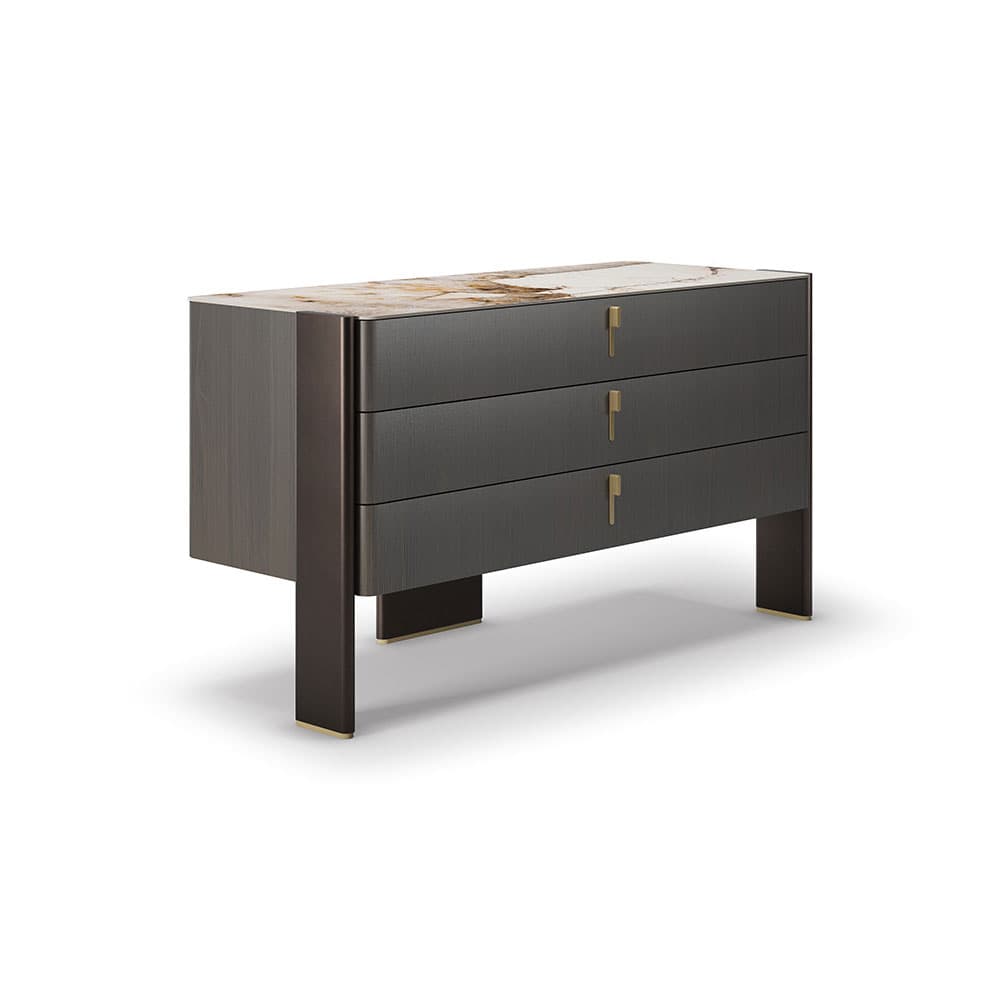 Julian Chest of Drawer by Cattelan Italia with wood and brass details from FCI London.