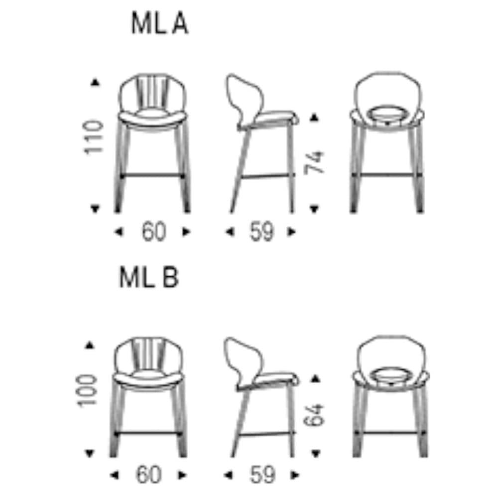 Back view of Miranda bar stool highlighting ergonomic design from FCI London