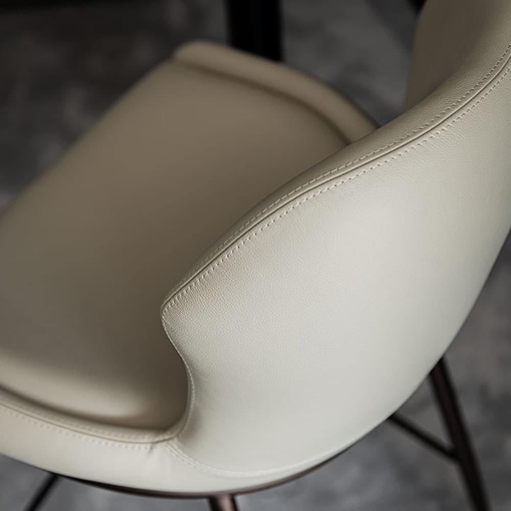 Side view of Rachel bar stool showing ergonomic curved seat and backrest
