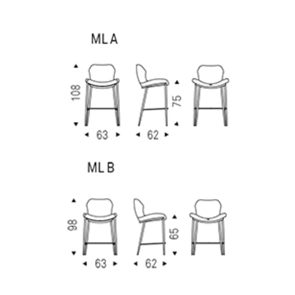 Another angle of the Rachel bar stool highlighting its clean lines and finish