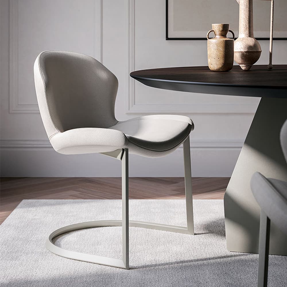 Close-up view of the Rachel Cantilever Swivel Chair by Cattelan Italia with smooth upholstery.