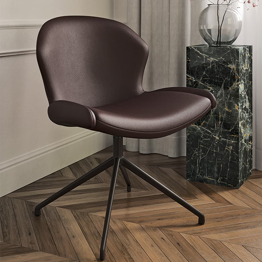 Close-up view of Rachel Turn Swivel Chair with soft leather cushion and rounded edges FCI London