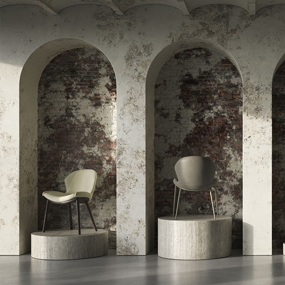 Close up of Rachel Wood dining chair detailing its padded edge and soft fabric upholstery from FCI London