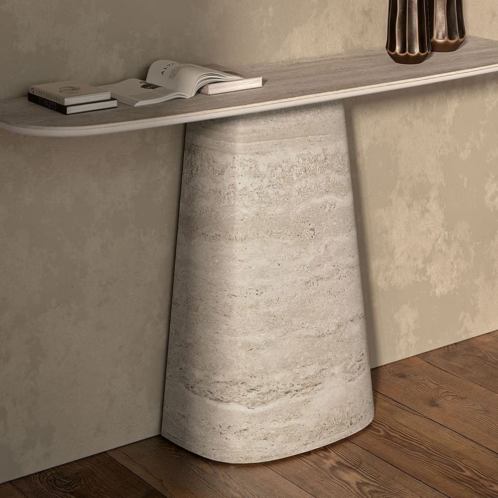 Side view of Rado Keramik Console Table showcasing its elegant ceramic finish by Cattelan Italia