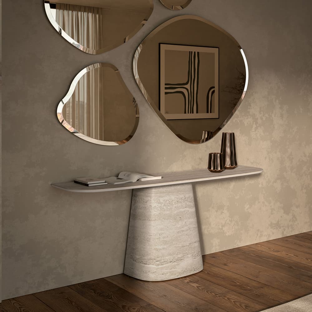 Close-up of the Rado Keramik Console Table base with subtle vertical groove design by FCI London