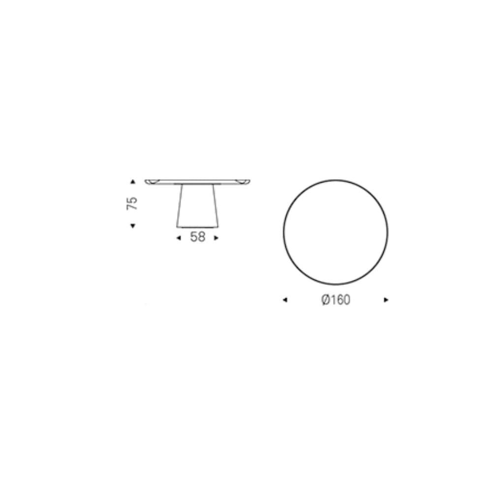 Side view of Rado Keramik Premium round dining table by Cattelan Italia FCI London