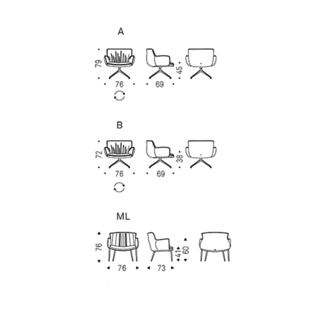 Rhonda Lounge Swivel Chair By FCI London