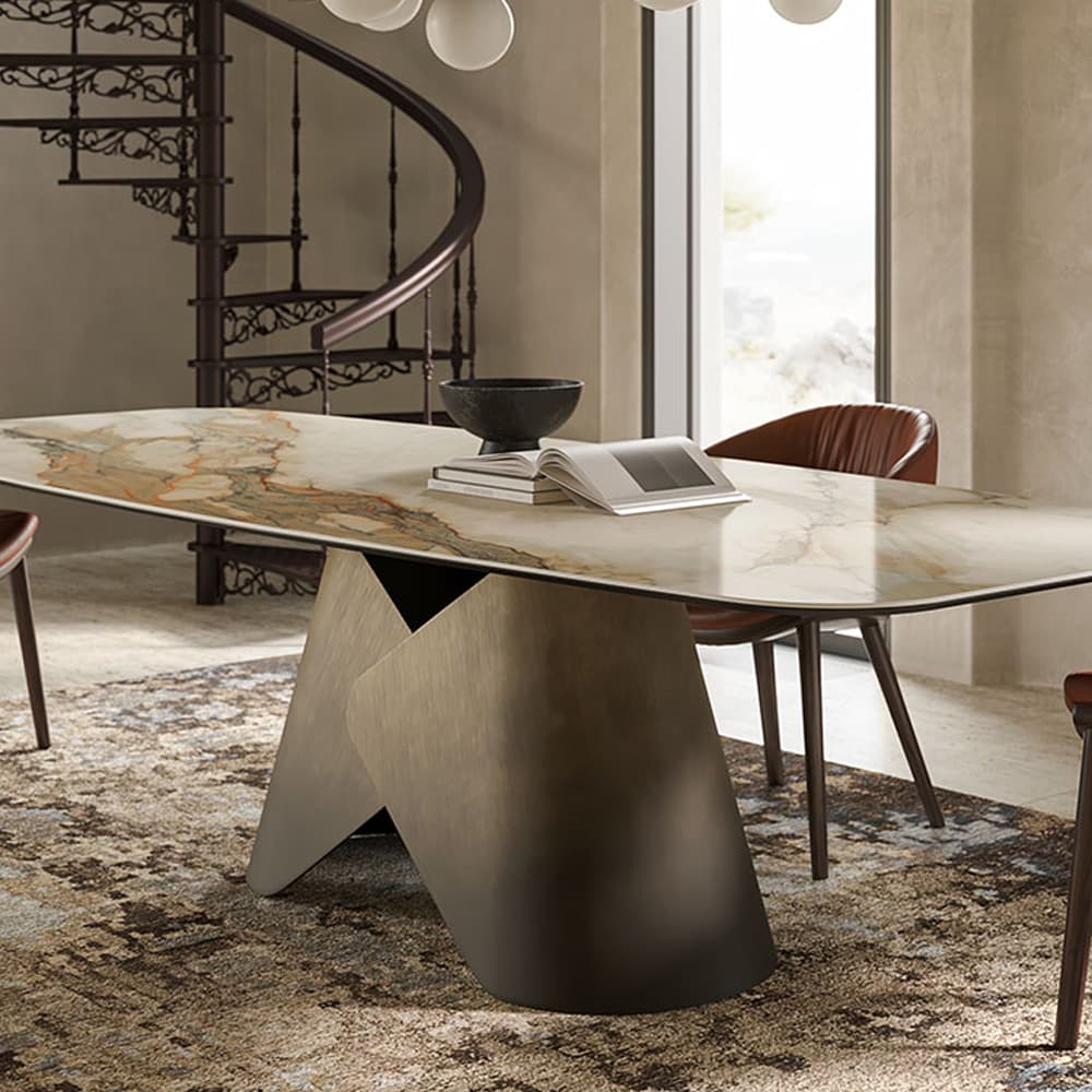 Detailed view of the base of Scott Keramik Dining Table by Cattelan Italia at FCI London