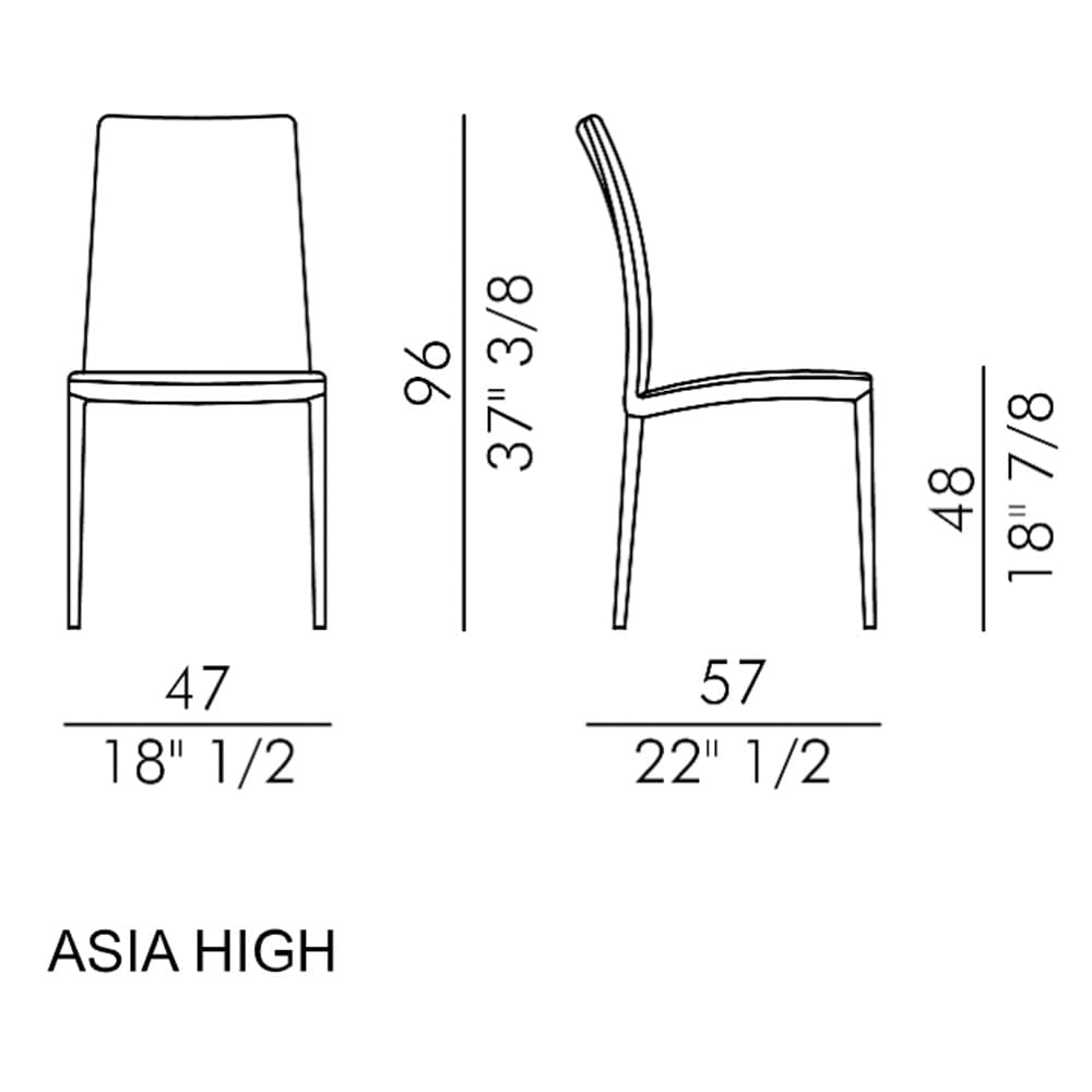 Asia High With Metal Legs Dining Chair By FCI London