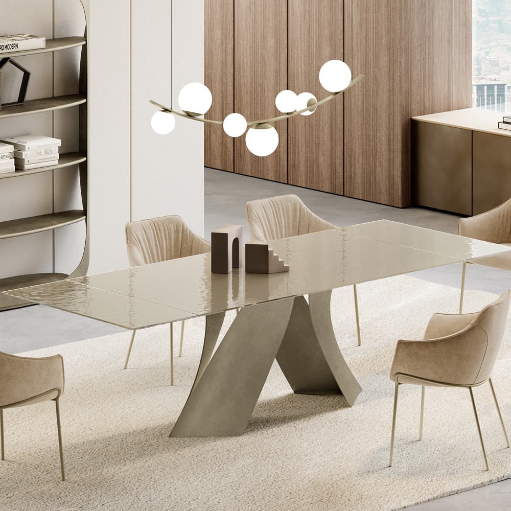 Twist Extendable Top Cristallo Dining Table By FCI London