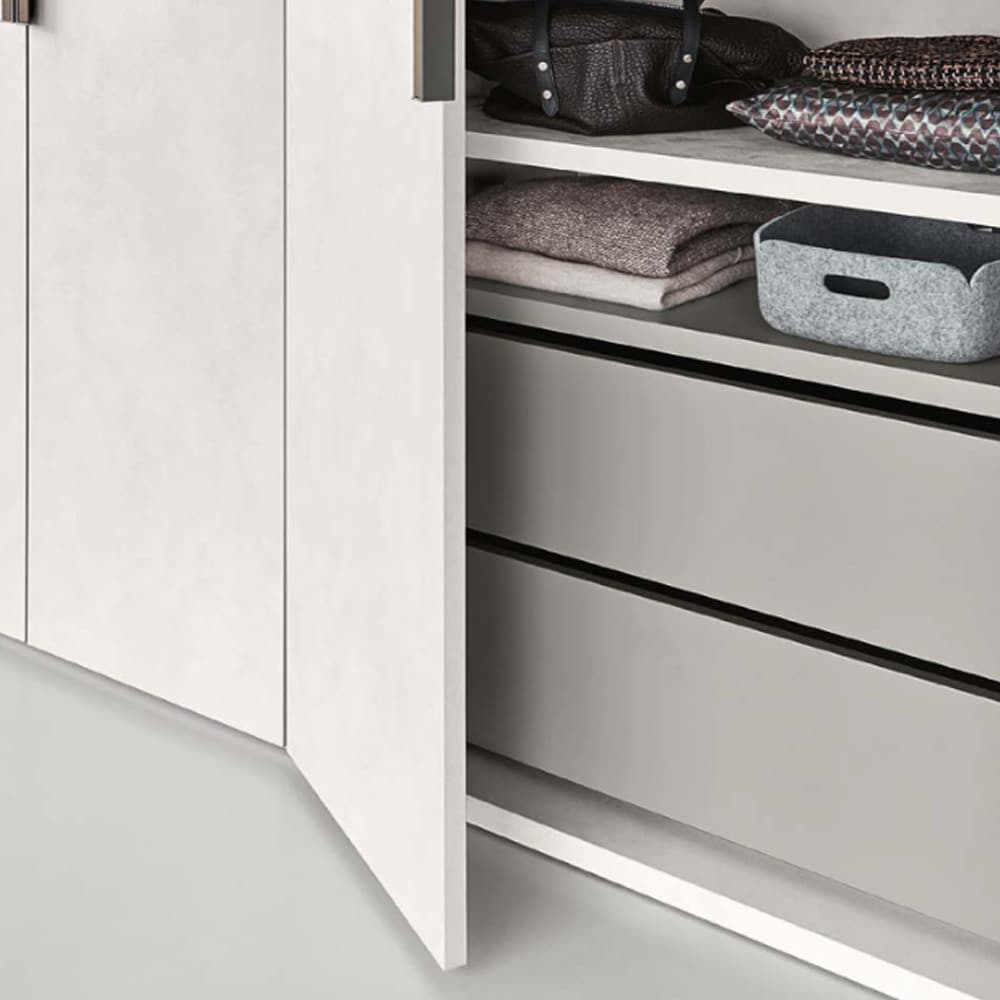 Sliding door wardrobe by Logo at FCI London. Stylish and modern wardrobe with ample space.