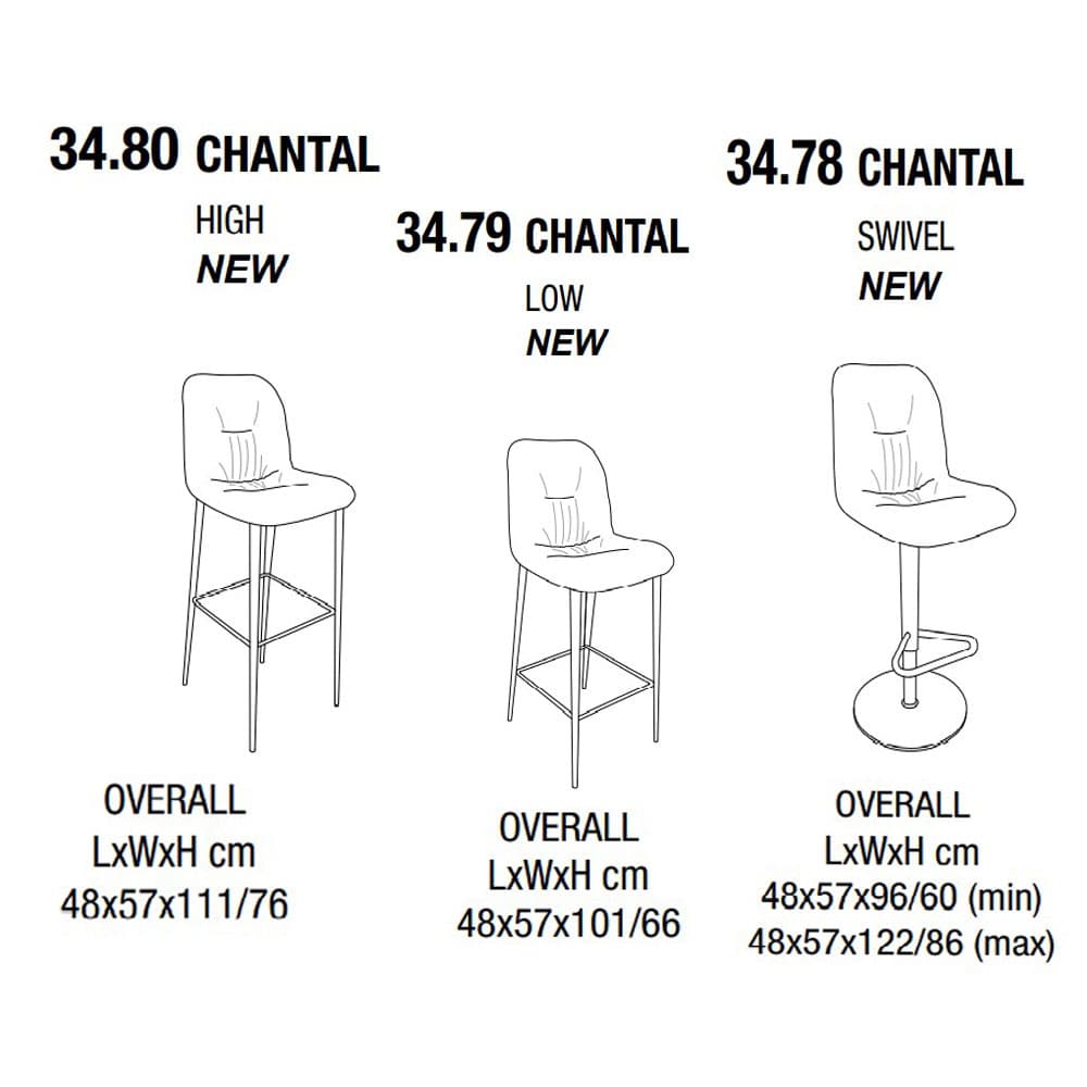 Chantal Barstool Bar Stool by Bontempi