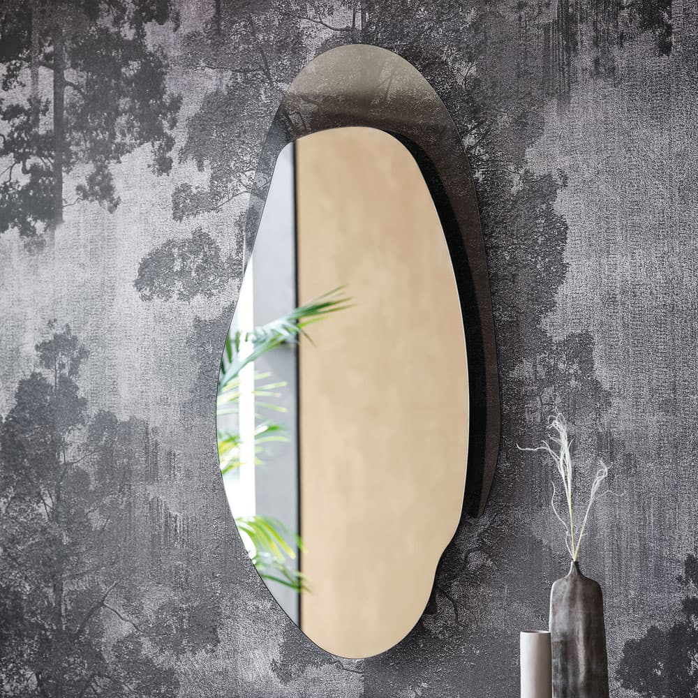 Side angle view of Akumal mirror by Cattelan Italia with distinctive design at FCI London