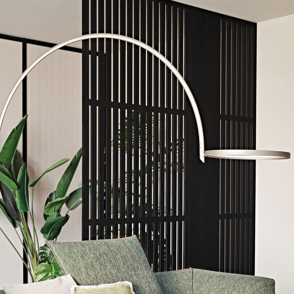 Side view of Arx floor lamp highlighting elegant structure at FCI London