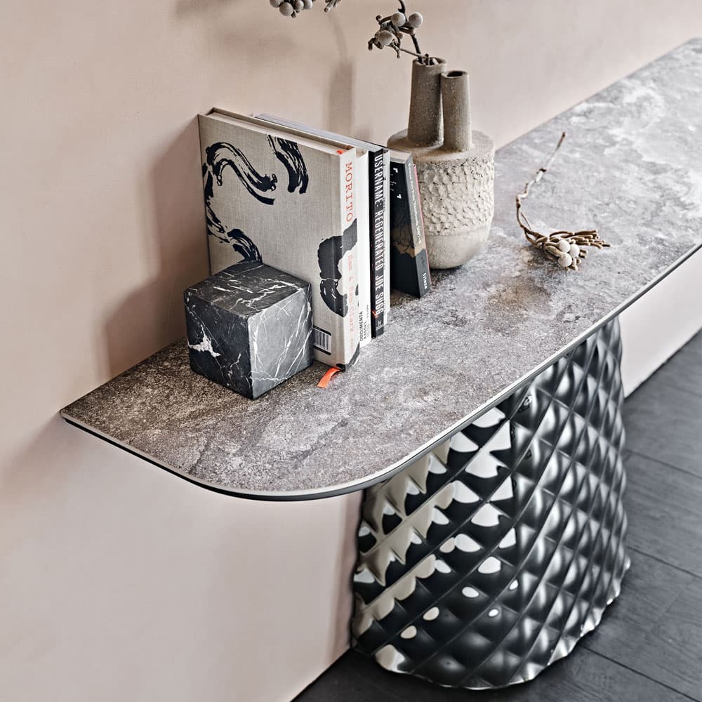 Side view of Atrium Keramik console table highlighting modern style from Cattelan Italia at FCI London