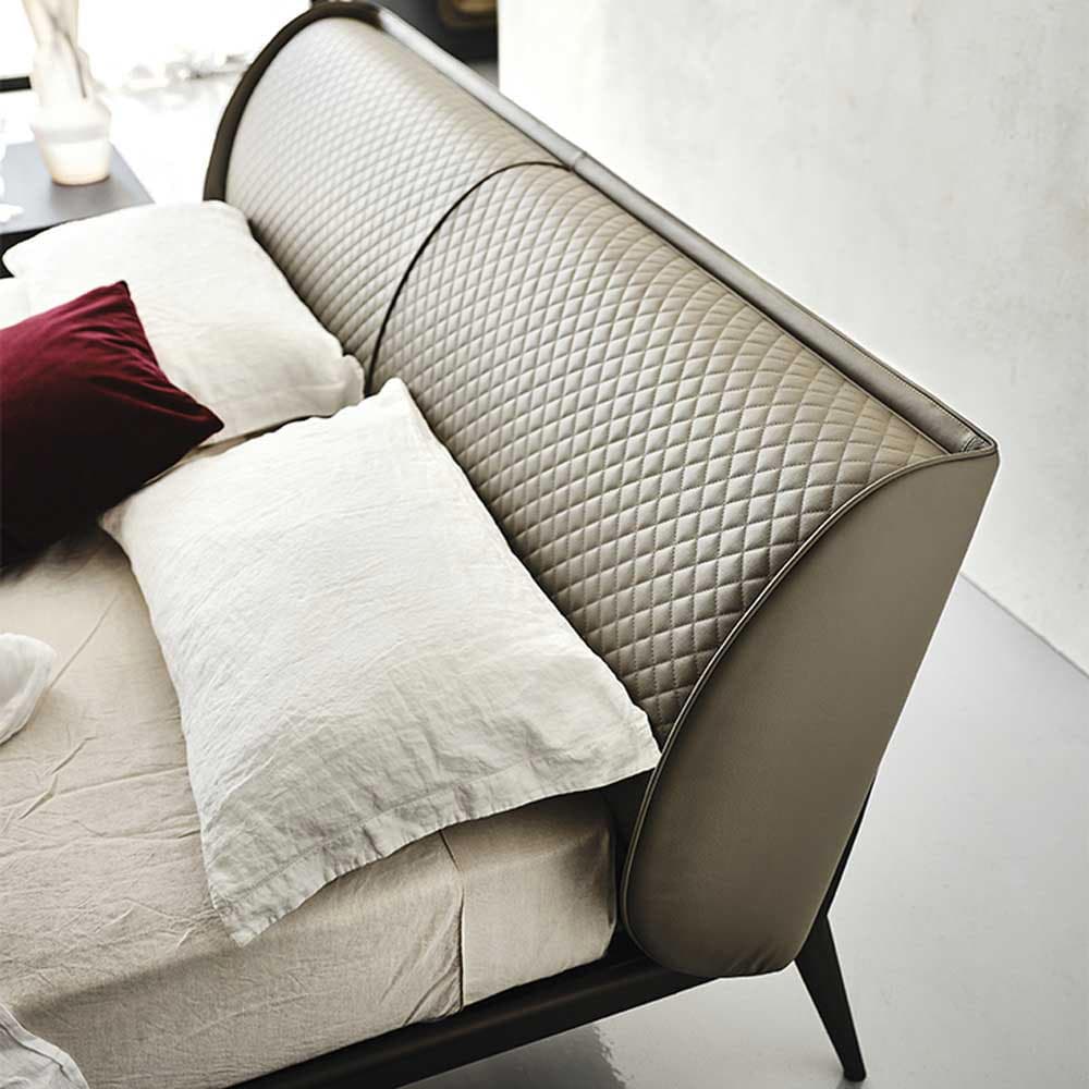Close-up of Ayrton double bed by Cattelan Italia with detailed upholstery at FCI London
