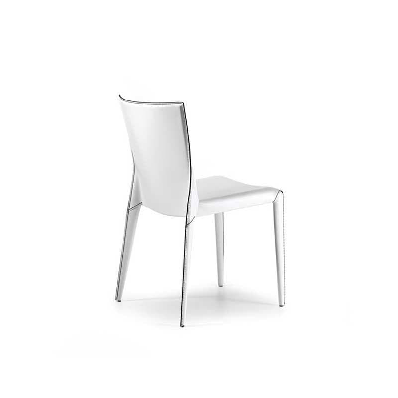 Side view of Beverly dining chair showing the slender metal frame from Cattelan Italia