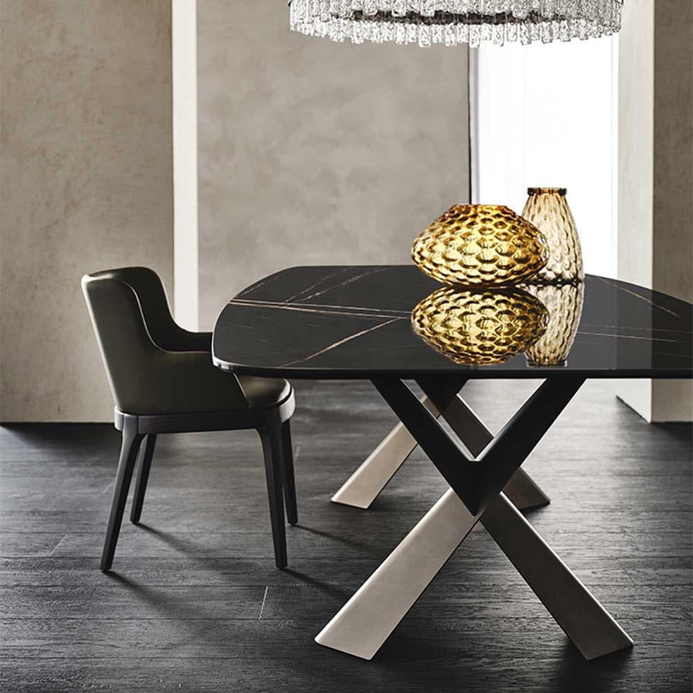 Detailed view of Mad Max Keramik dining table surface showing rich texture and finish from FCI London