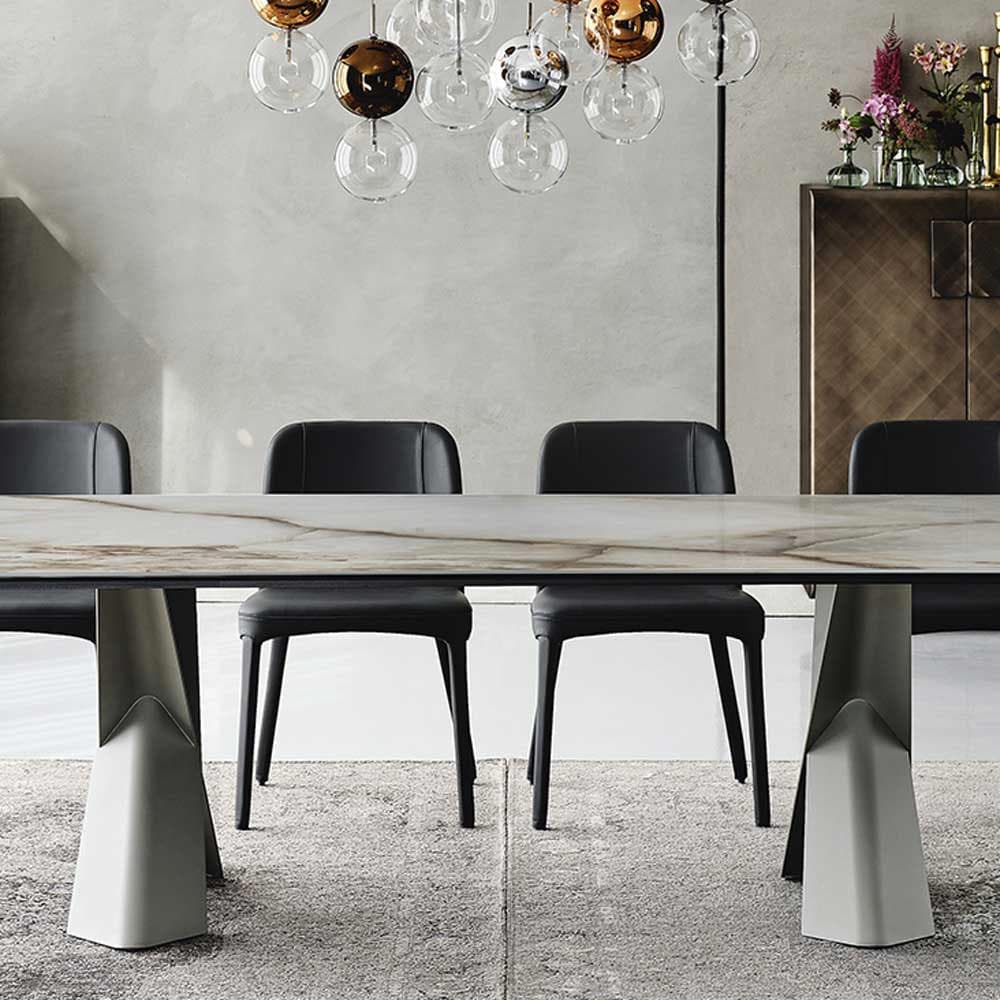 Elegant angle of Mad Max Keramik dining table by Cattelan Italia at FCI London with stunning visual appeal