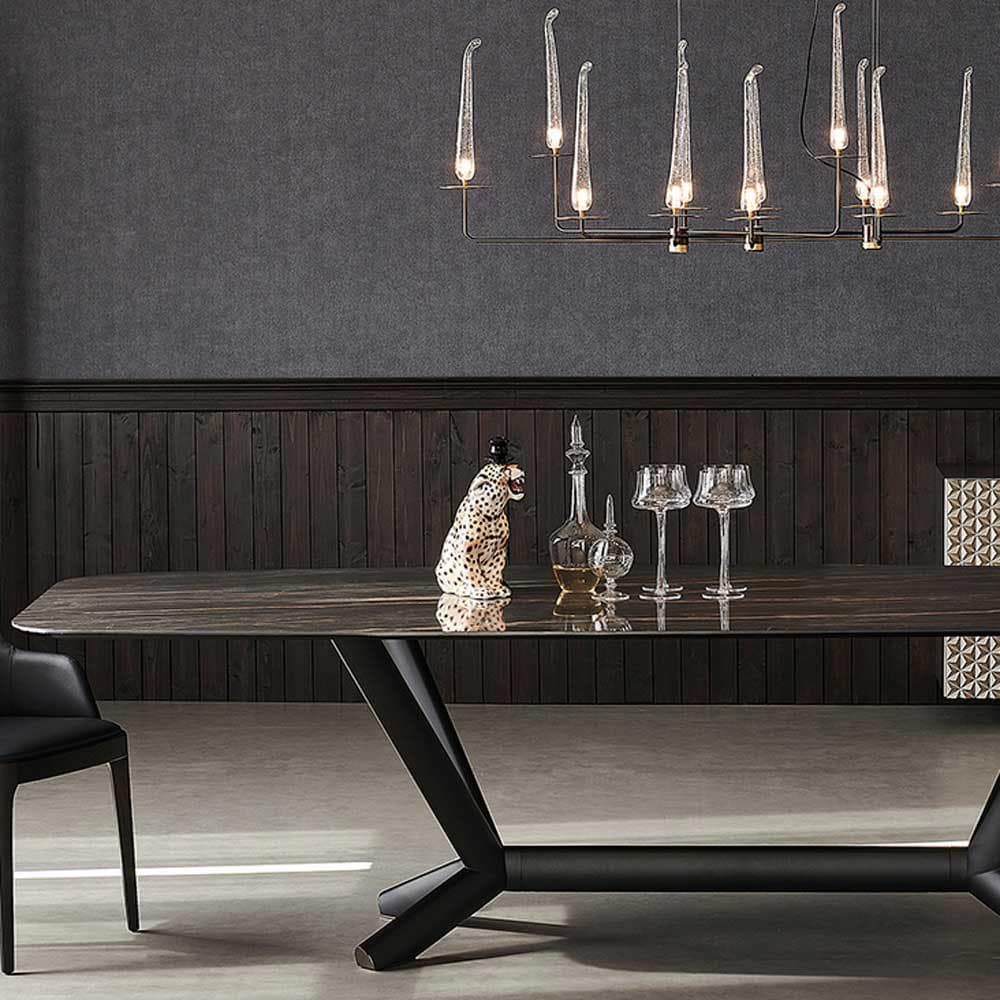 Side view of Planer Keramik fixed table showcasing the elegant lines by Cattelan Italia