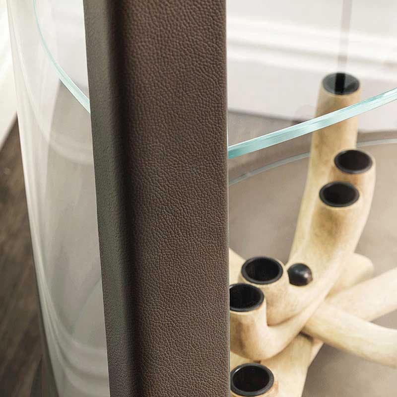 Saba display cabinet with leather frame and graphite base by Cattelan Italia at FCI London