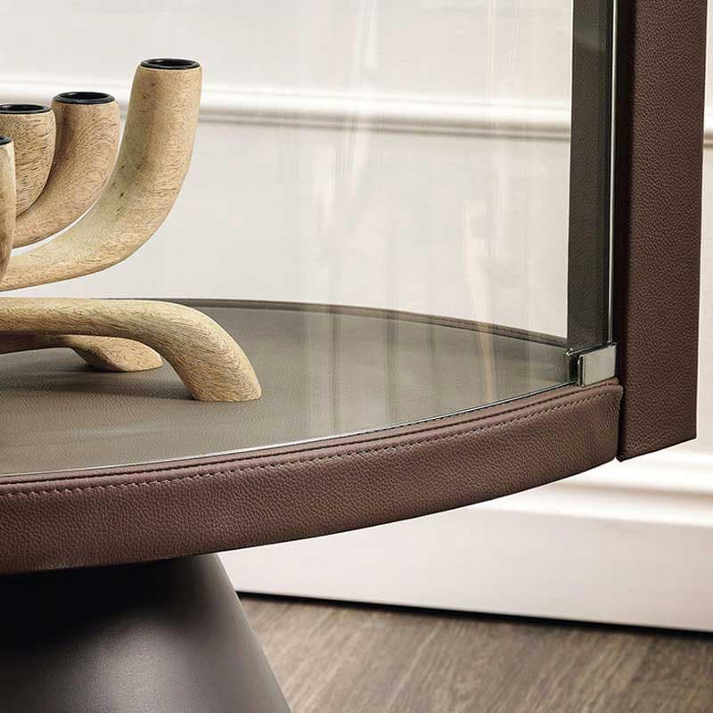 Interior view of Saba display cabinet showcasing glass shelves and stylish wood frame from FCI London