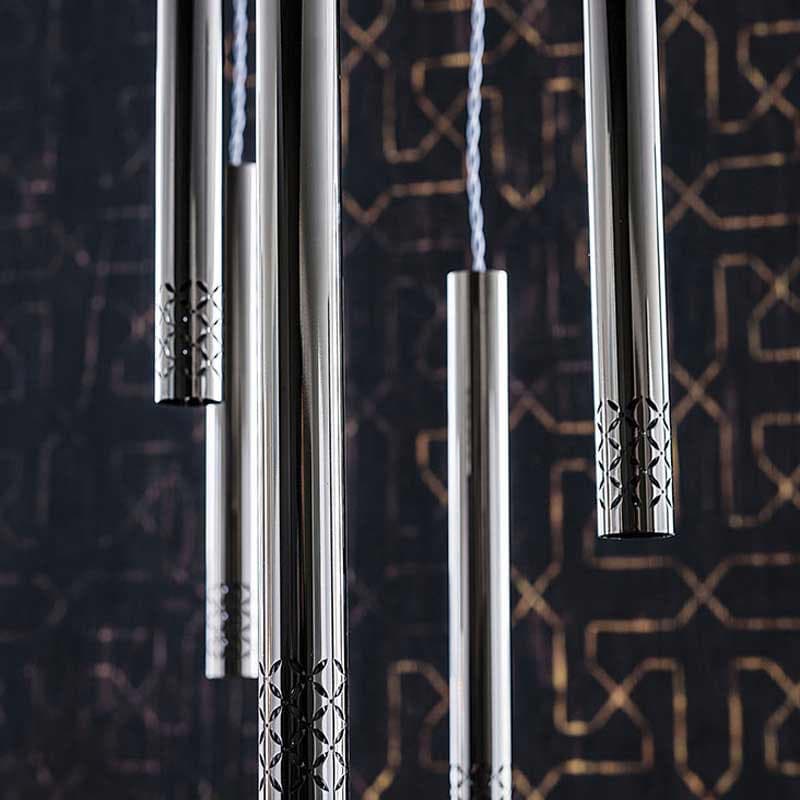 Close up of Stilo Ceiling Lamp showcasing its elegant cut-out shades from Cattelan Italia at FCI London