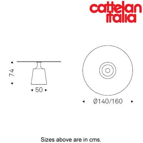 Technical image of Yoda fixed table by Cattelan Italia FCI London