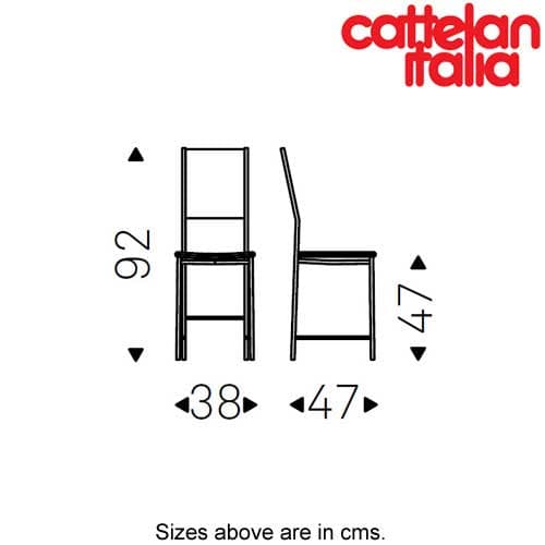 Technical image showing dimensions of Alessia dining chair by Cattelan Italia FCI London