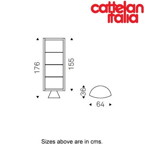 Technical diagram of Saba display cabinet by Cattelan Italia with dimensions at FCI London