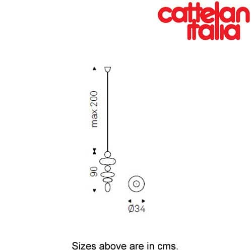 Technical drawing of Baban Ceiling Lamp by Cattelan Italia available at FCI London