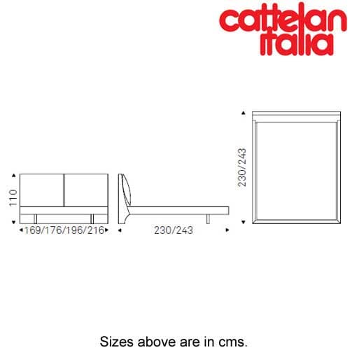 Technical image showing detailed construction of Lukas bed by Cattelan Italia from FCI London