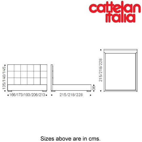 Technical details of the William bed by Cattelan Italia showcasing its superior design.