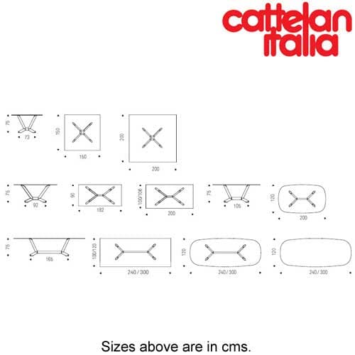 Technical image of Planer fixed table by Cattelan Italia from FCI London.
