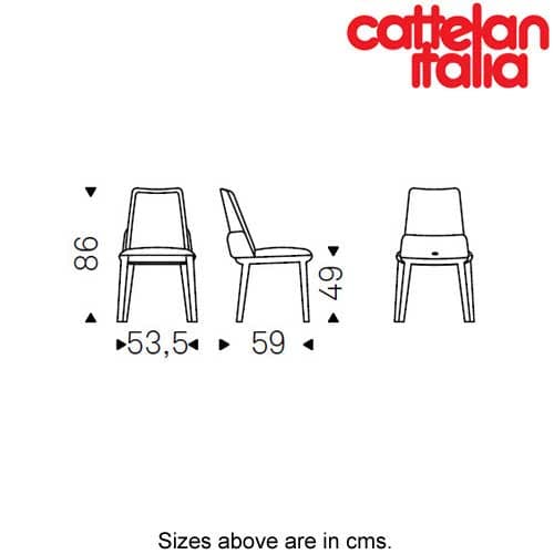 Technical view showing frame and structure of Belinda dining chair by Cattelan Italia FCI London