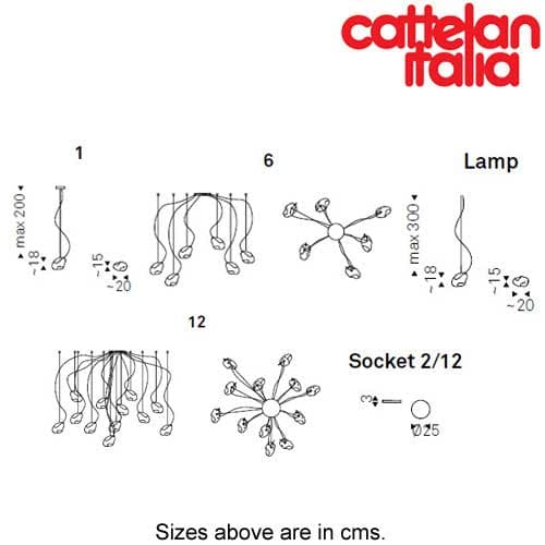Technical view of Cloudine ceiling lamp by Cattelan Italia, available at FCI London.