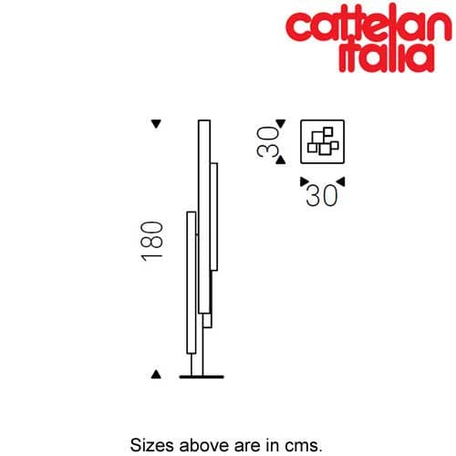 Technical illustration of Manhattan floor lamp by Cattelan Italia from FCI London
