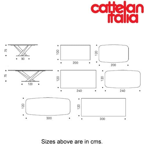 Technical drawing of Stratos Crystalart dining table displaying dimensions and design features FCI London