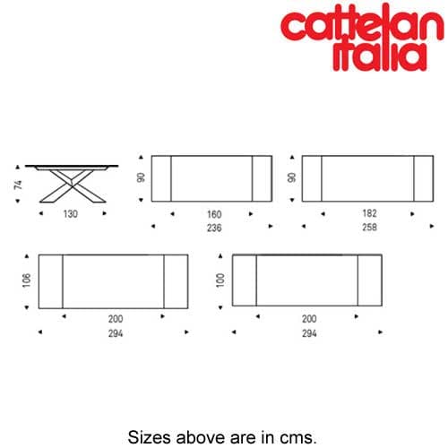 Tyron Keramik Drive Dining Table by Cattelan Italia showing dimensions FCI London