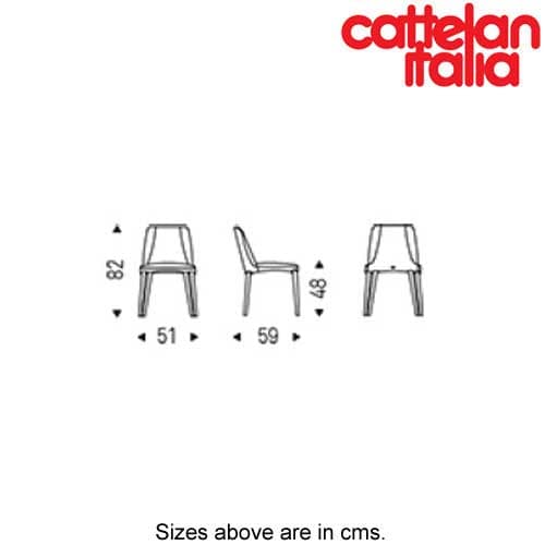 Technical image of Wilma dining chair by Cattelan Italia highlighting its design features.