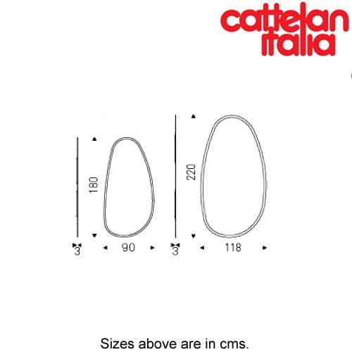 Technical view of Hawaii Magnum Mirror by Cattelan Italia showing high-quality craftsmanship at FCI London