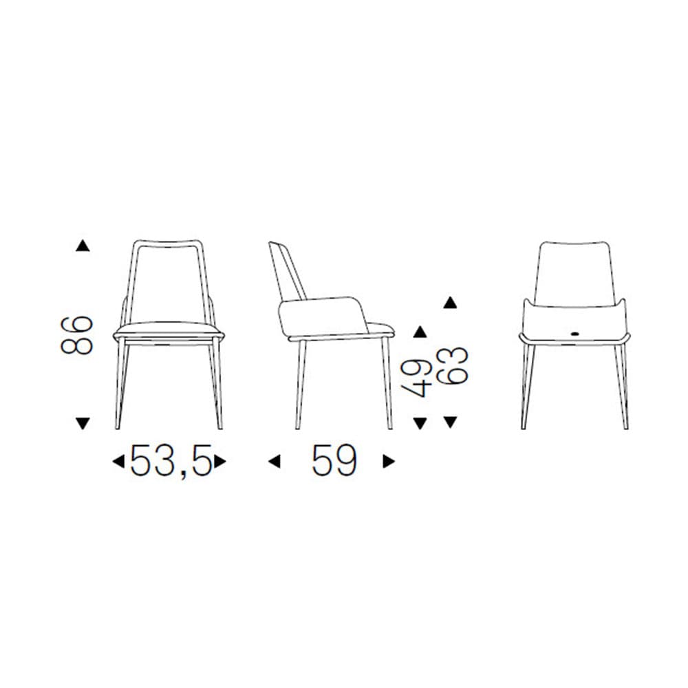 Technical view of Belinda ML Armchair's structure showcasing the precision design by Cattelan Italia.