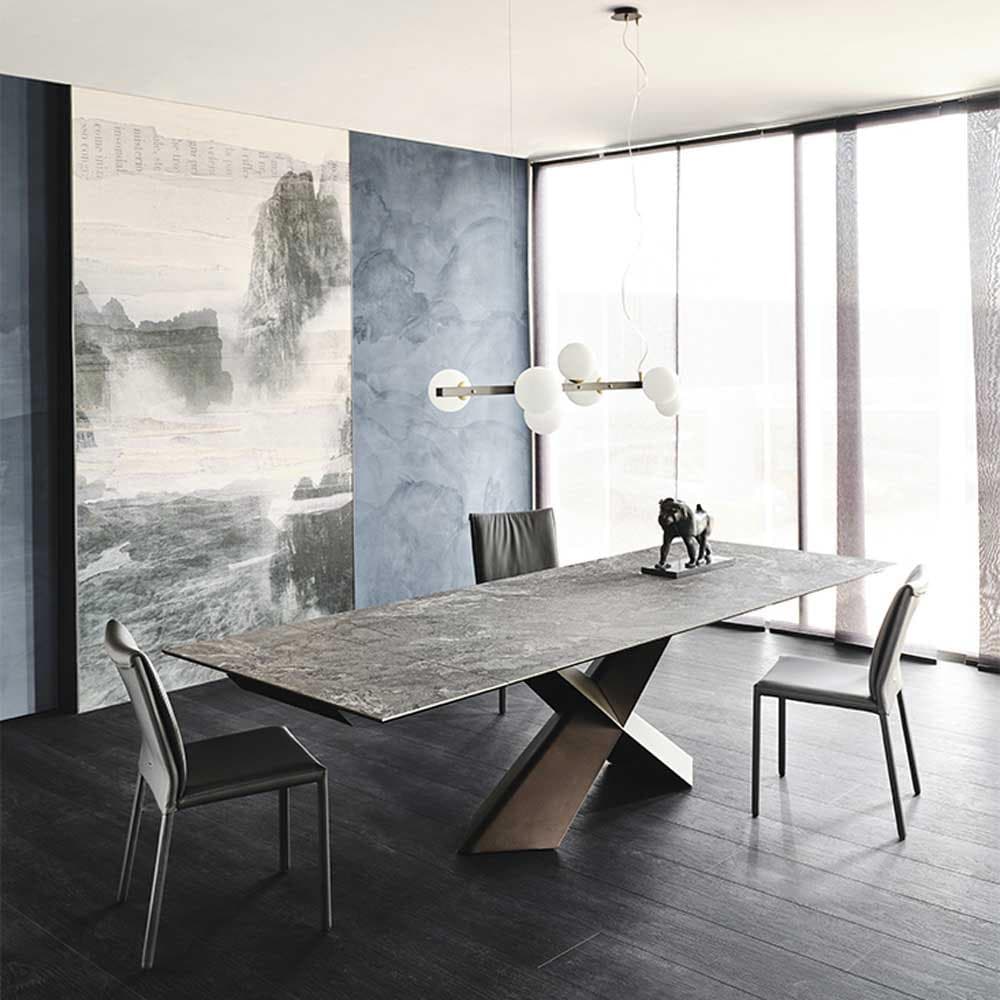 Elegant view of Tyron Keramik Drive Dining Table with marble top by Cattelan Italia FCI London