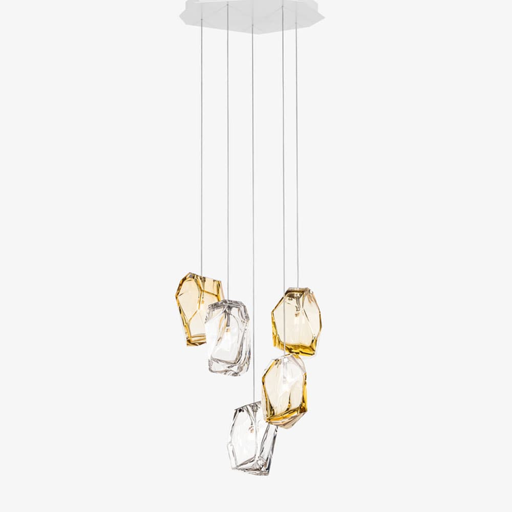 Crystal Rock Cluster of 5 Lights Pendant by FCI Clearance by FCI London