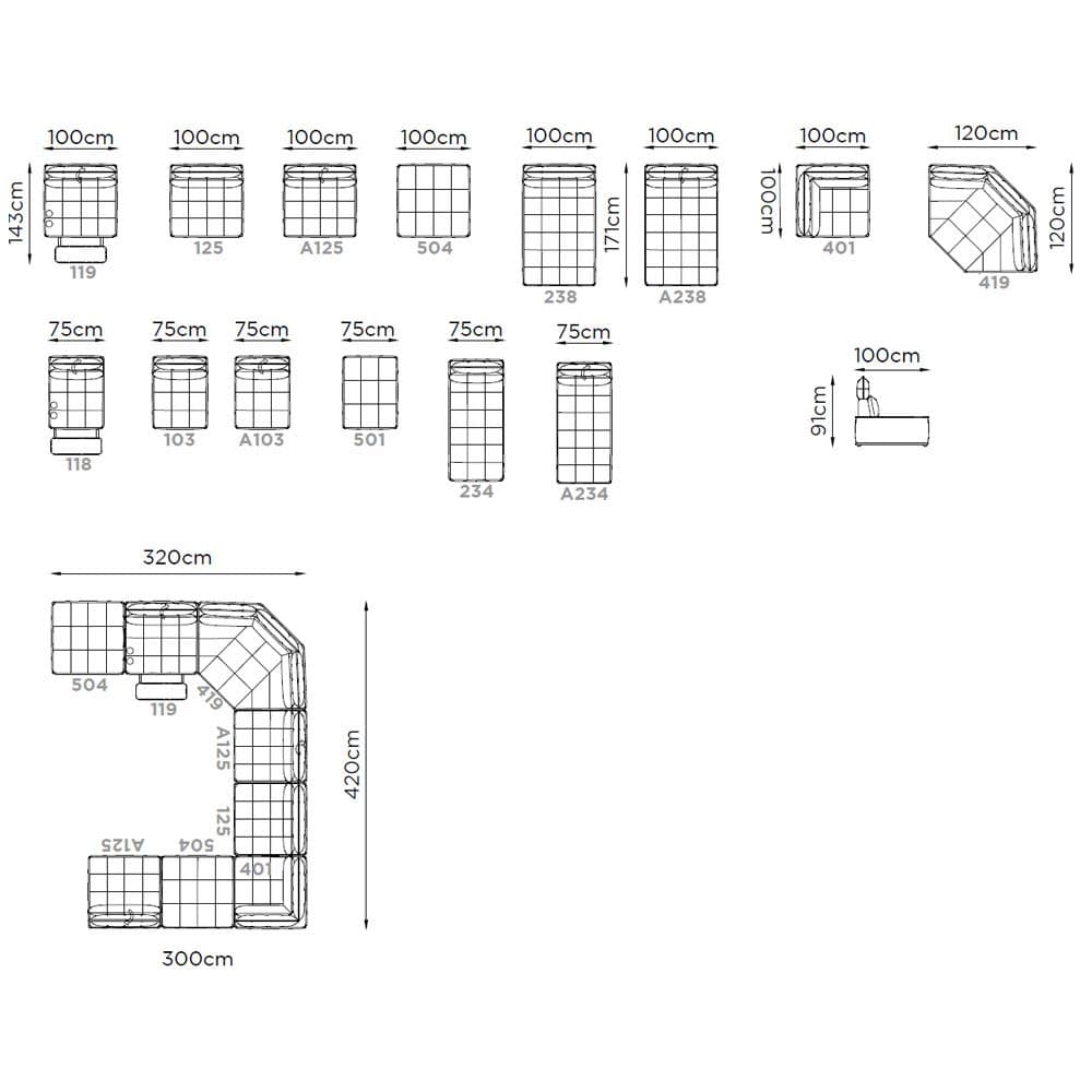 Como Sofa by Naustro Italia Fiera Collection