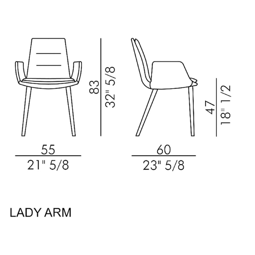 Lady 4 Wood Legs Dining Chair by Italforma