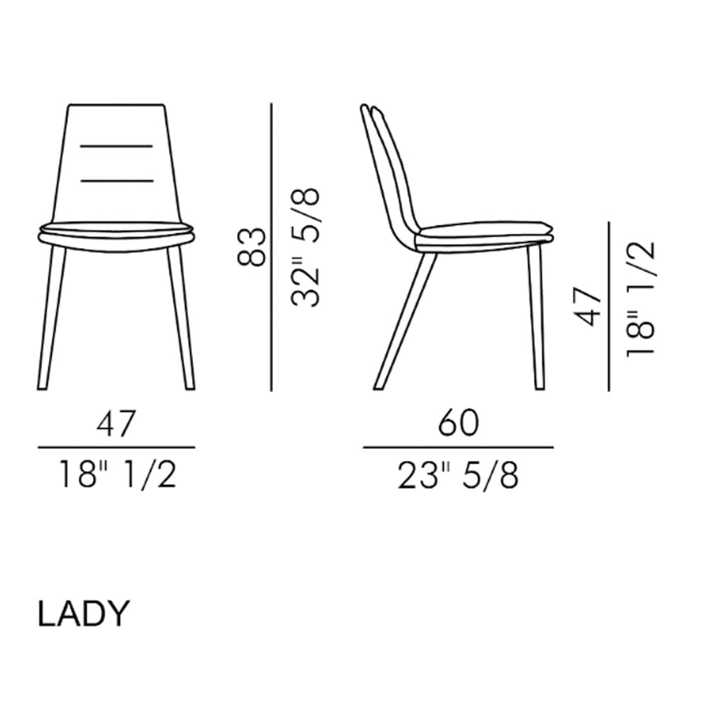 Lady 4 Wood Legs Dining Chair by Italforma