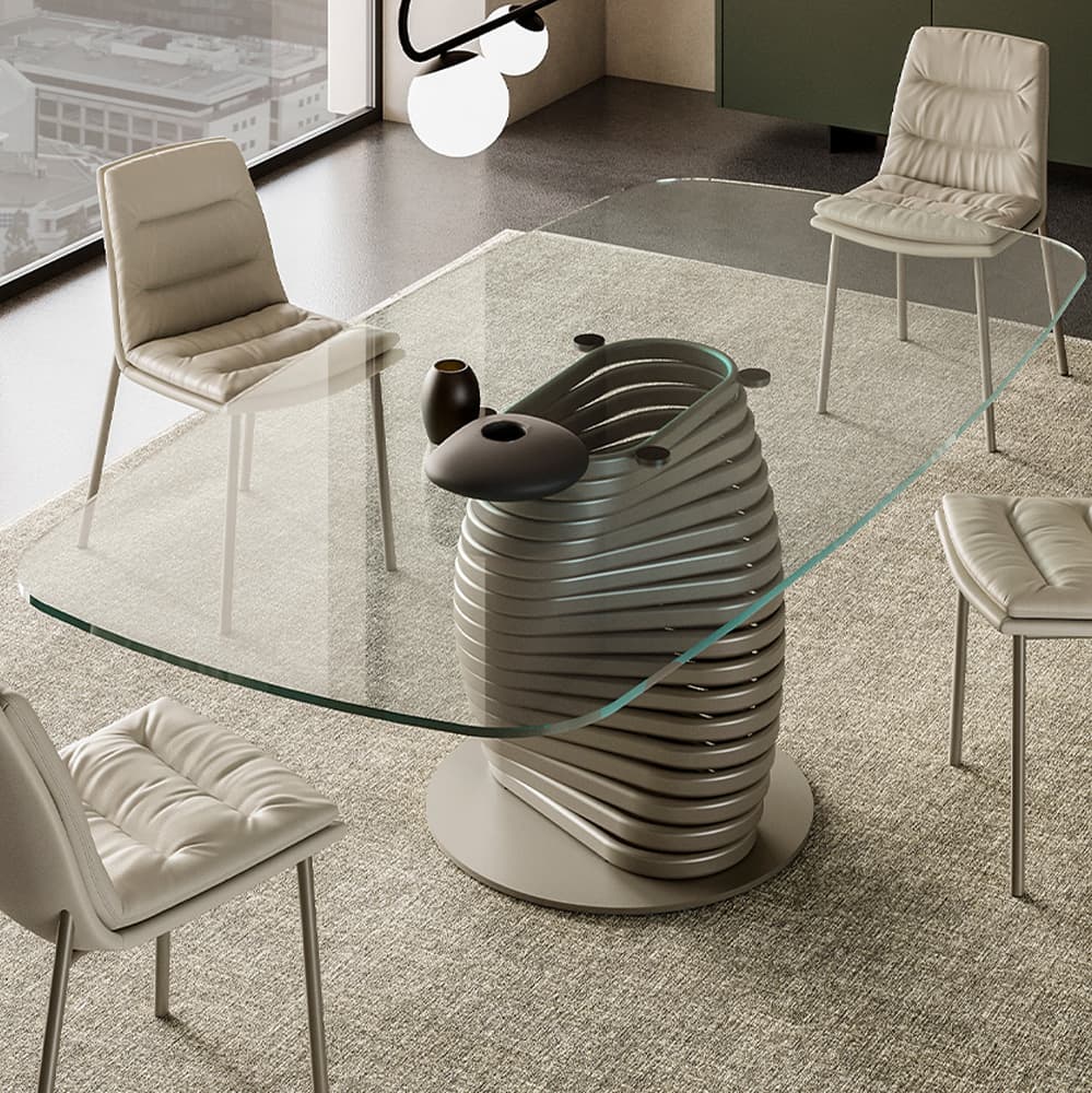Rotolo Top Crystal Dining Table By FCI London